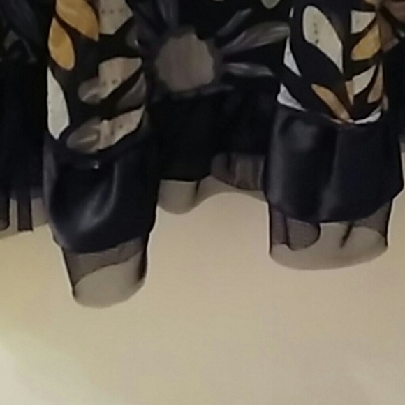 Linea Domani Yellow Black Floral Skirt 4 - Picture 3 of 4